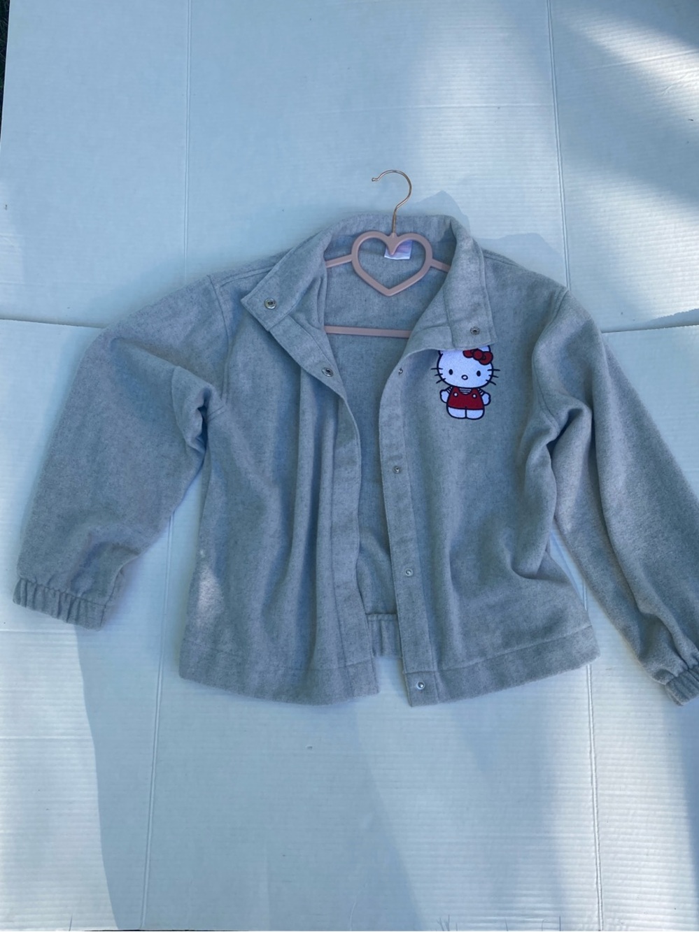 Hello Kitty Light Gray Fleece Hoodie with Red Accent